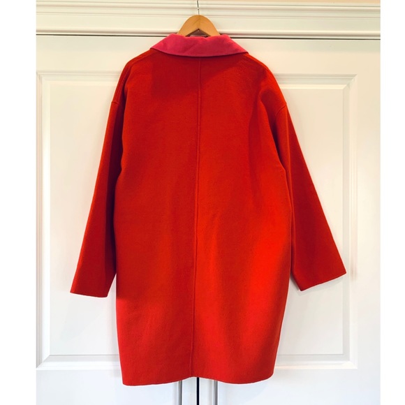 Kate Spade Sz XL Cocoon Coat Double Faced Wool Color Block Red Jacket X-large - Picture 6 of 9